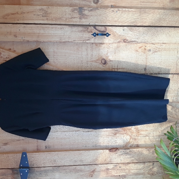 Banana Republic Sheath Dress Faux Wrap Stretch Cotton Work Career Black 4 - Picture 5 of 8